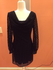 Marc New York Short Party Dress Sexy LBD Crochet Black 6