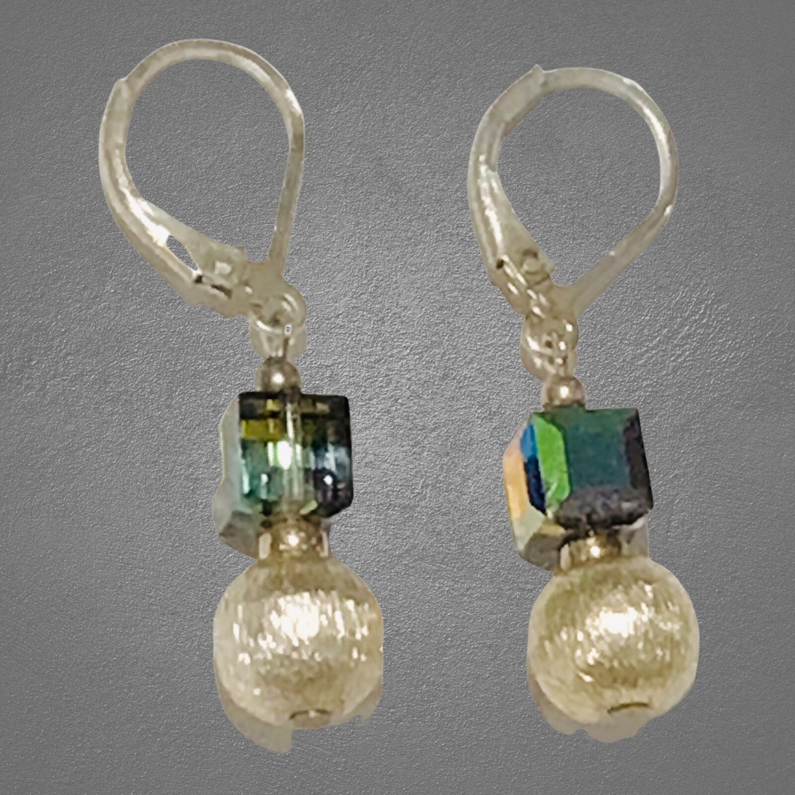 sterling silver texture ball dangle earrings High… - image 1