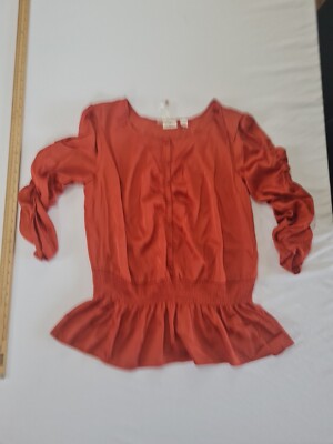 Damen Bluse Cato Größe L Langarm Gummibund Kupfer 15094