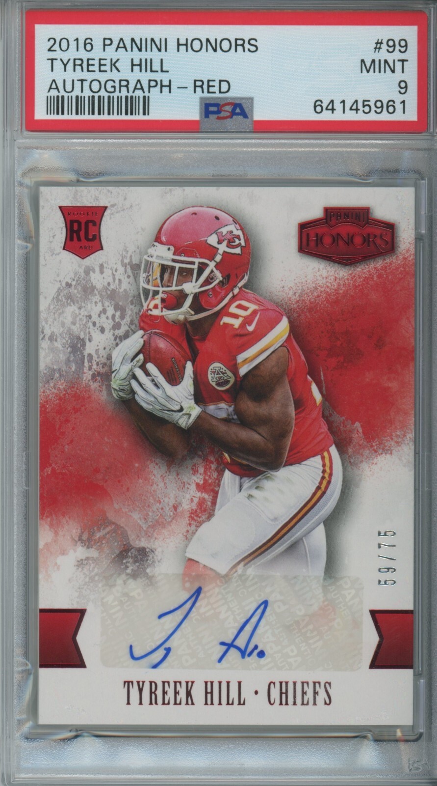 Tyreek Hill Panini Honors #99 Autograph-Red
