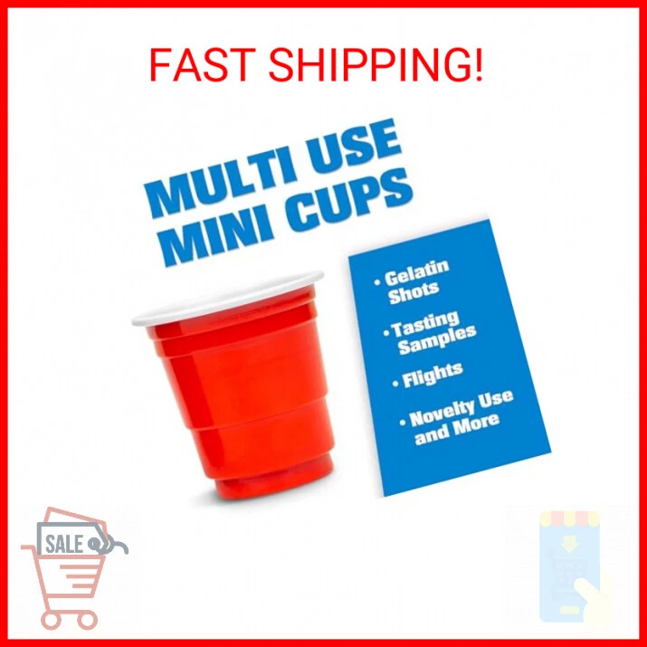 GoPong 200 Pack 2 oz Plastic Shot Cups - Mini 2oz Party Cups, Red - Image 2 of 2
