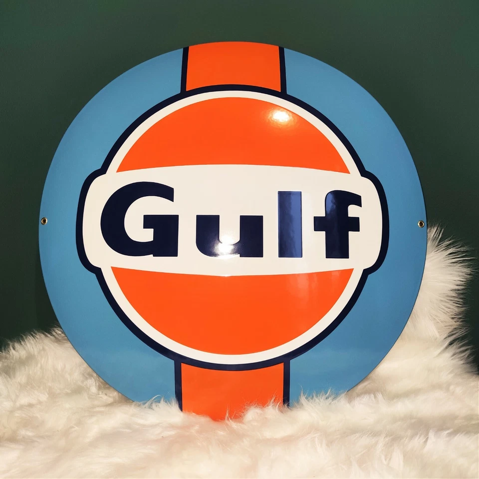 Enamel plaque GULF ø 50 cm WARRANTY emblem sign logo plate  - Image 3 of 4