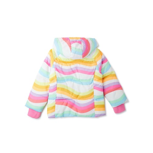 NEW SWISS TECH Girls Stripe Winter Puffer Jacket Coat Hood XXL - Picture 2 of 7