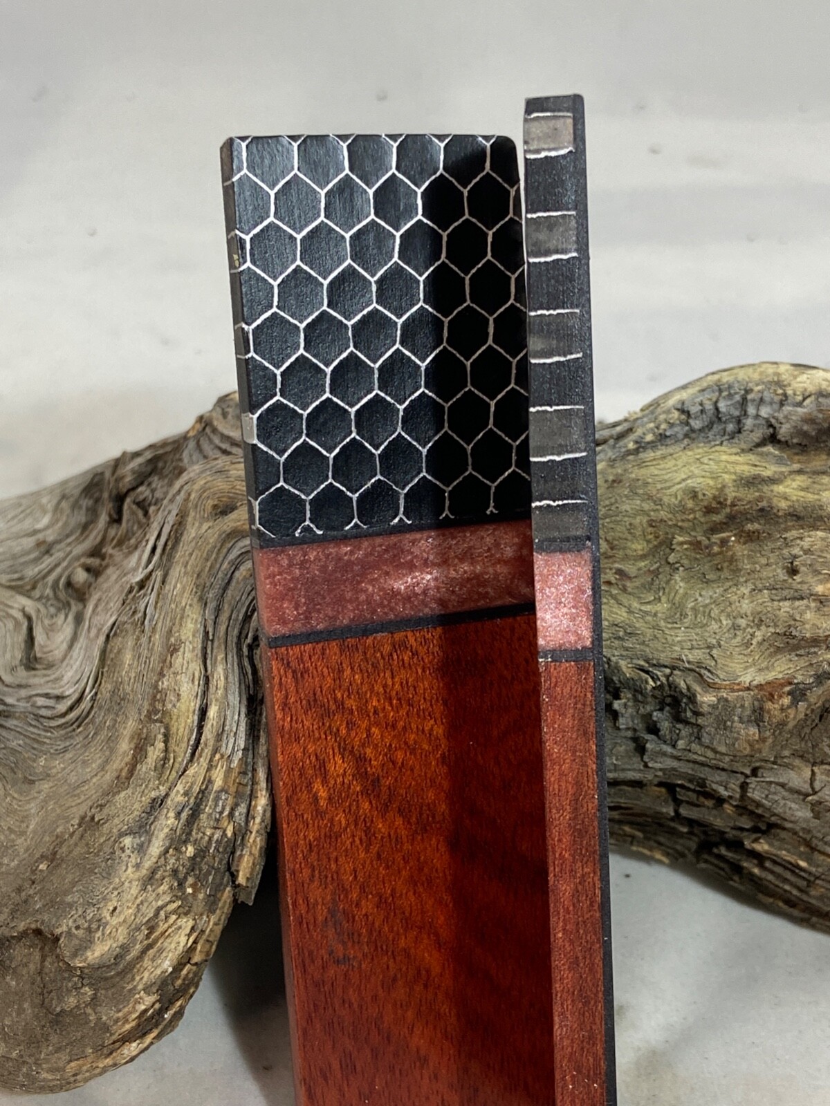 Wood and Resin Honeycomb Combination Knife Scales (1/4") (Pair)(177)