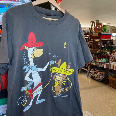 1990s Vintage QUICK DRAW MCGRAW BABA LOOEY T-shirt Black M Cartoon TV Show 1994