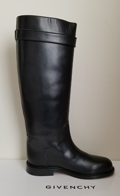 GIVENCHY ICONIC BLACK SHARK TOOTH LOCK TALL RIDING BOOTS EU 39.5 I