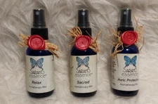 Set of 3 Sarah's Essence Aromatherapy Mists: Relax, Sacred, and Auric Protection