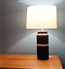 Mid-Century Modern Ceramic Modern Black Cylinder Table Lamp - Multiple Quanties!