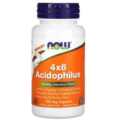NOW FOODS, ACIDOPHILUS 4X6 Probiotikum 120 Veg. Kapseln SUPER PREIS
