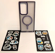 Casekoo - Samsung S23 Ultra Cell Phone Case w/Stickers - Light Purple & Black