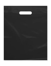 Plastic Bag with Die Cut Handle Bag 12" x 15" Black Plastic Merchandise Bags ...