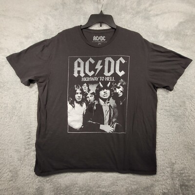 ACDC Highway To Hell Shirt Mens 2XL Black Cotton Graphic Short Sleeve Music