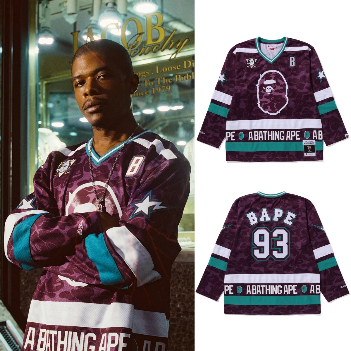BAPE Relaxed Fit Football L/S Tee Black