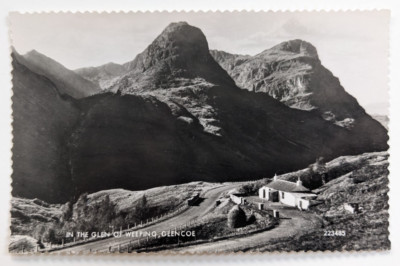 In The Glen of Weeping Glencoe Scotland Vintage RPPC Postcard Scottish Highlands