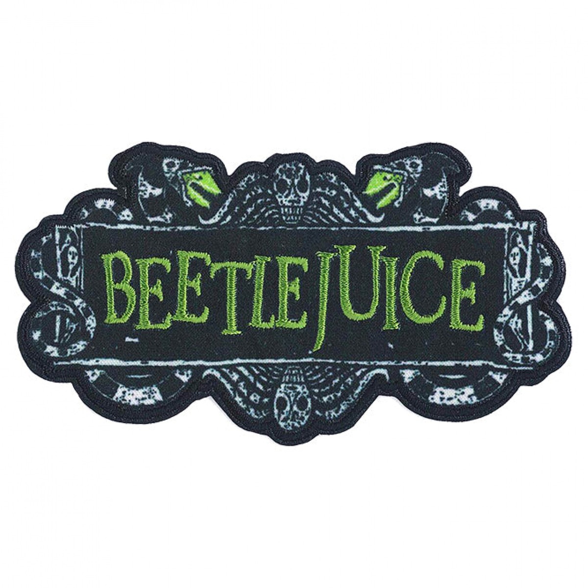 Beetlejuice Iron On Logo Patch Green White & Black