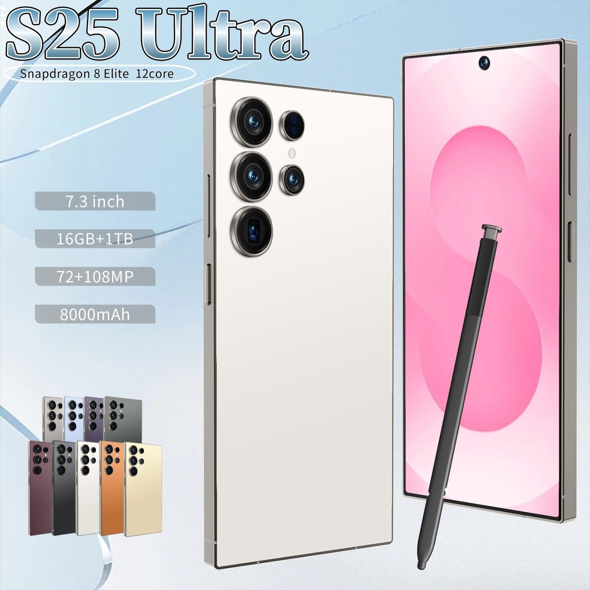 New S25 Ultra 5G Smartphone 7.3 Factory Unlocked Android 14