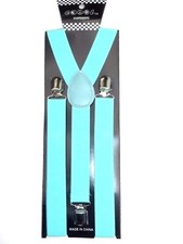 NEW Teal Turquoise Mint Green Clip-on Suspenders Elastic Adjustable SUSPENDERS