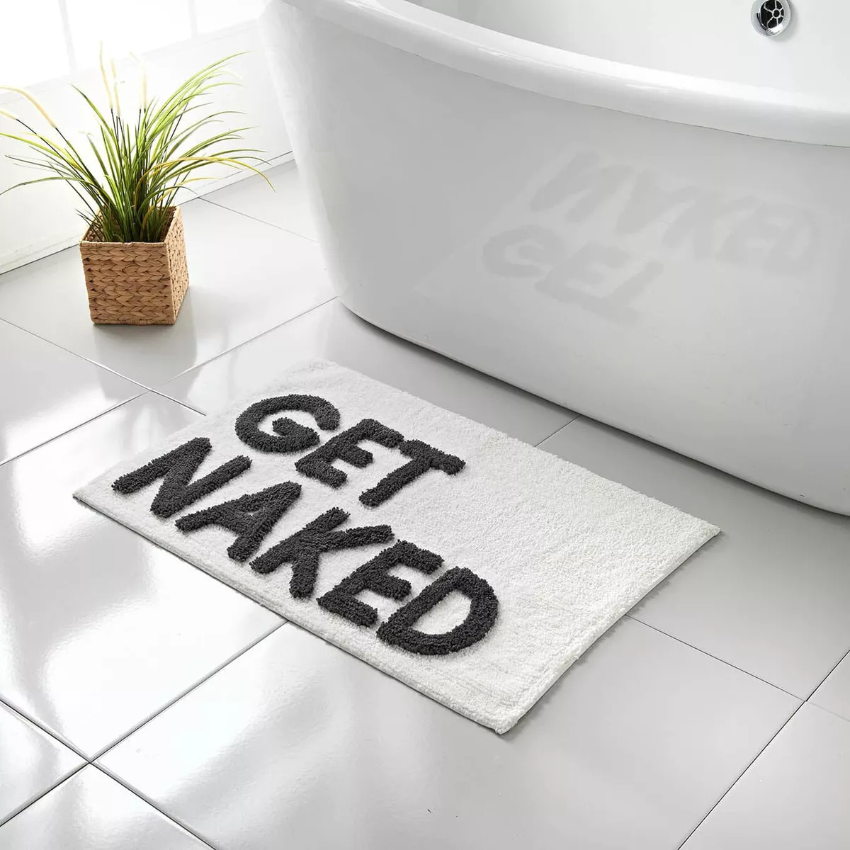 Get Naked Tufted White Bath Mat A Supersoft Bathroom Mat 50 x