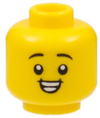 Lego New Yellow Child Minifigure Head Dual Sided Smile Teeth/Lopsided Grin D176