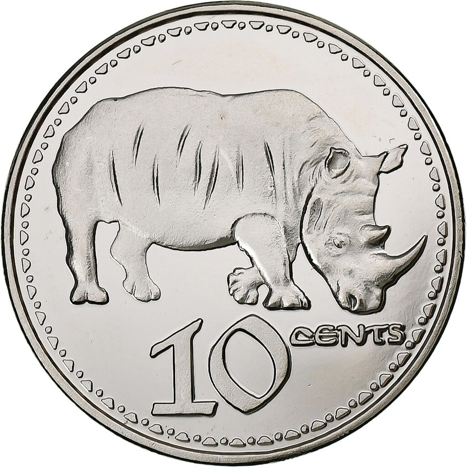 [1306573] Rhodesia, 10 Cents, Rhinoceros, 2018, Nickel plated steel