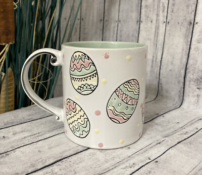 EASTER EGGS COFFEE /TEA MUG EMBOSSED HAND PAINTED PRINT BEAUTIFUL! NEW!