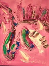 Painting SAXO   abstract SIGNED BY KAZAV Original    IMPRESSIONIST NRFB