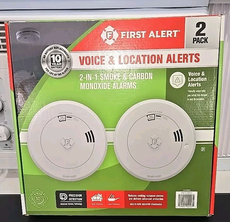 First Alert Voice Location Carbon Monoxide Smoke Detector White with Batteries