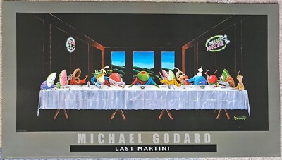 Michael Godard Last Martini Original Funny Bar Poster 2010 The last supper Art