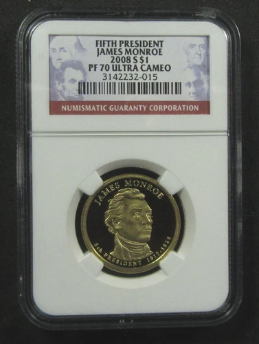 2008-S $1 James Monroe NGC PF70 Ultra Cameo. Registry grade. (125136)