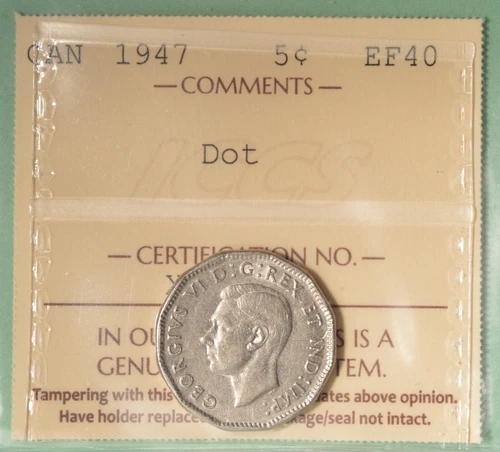 1947 Canada 5 Cents — photo from another recent sale