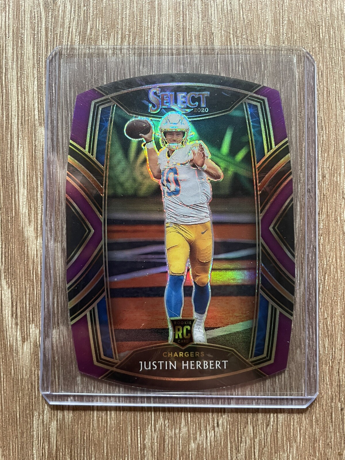 2020 Panini - Select Football Justin Herbert Club Level Purple Die-Cut (RC)