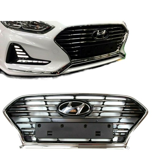 BUMPER RADIATOR SIGHT SHIELD COVER & GRILLE GRILL SONATA 2018-19 WITH OEM EMBLEM - Picture 3 of 10