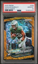 SAQUON BARKLEY 2025 PANINI PRIZM GOLD CHOICE SCOPE SP 5/10 PSA 10 GM POP 3