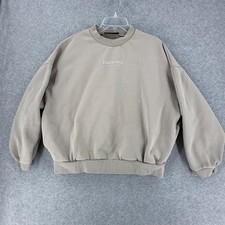 Fear of God Essentials Crewneck Sweatshirt Large Beige Silver Cloud w/Pockets