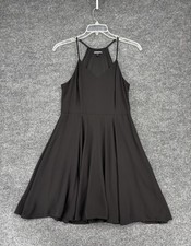 Express Black Racerback Lined Dress Womens 8 Side Zip Knee Length Classic V Neck