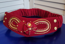 VTG 1980s Boutique Red Cinch Belt Gold Cord Soutache Ornate Statement Small Med