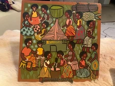 Zimbabwean Weya Folk Art pictorial of rural African life beautiful hand painted