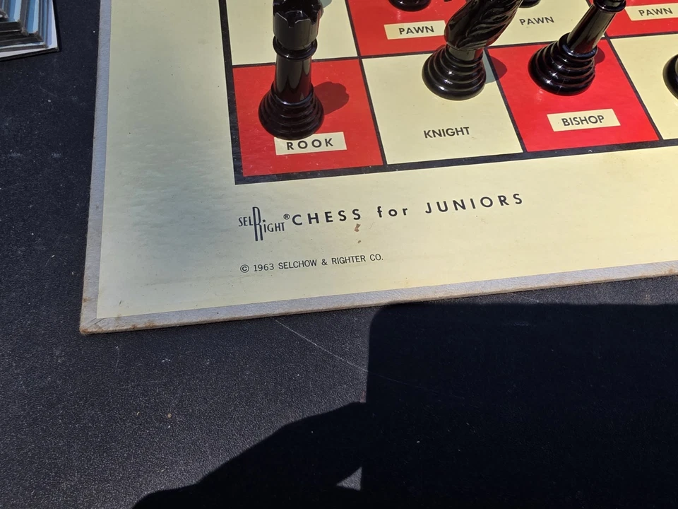 Jogo de tabuleiro vintage de xadrez para juniores 1965 aprendizado SelRight Selchow&Righter EUA - Imagem 4 de 4
