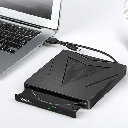 Black Lightweight External DVD Drive W/USB-C&USB-A Port For CD/DVD/VCD Formats - Afbeelding 7 van 13