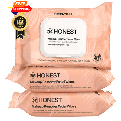 Honest Beauty Fragrance Free Cleansing Makeup Remover 1 Count (Pack of 90)