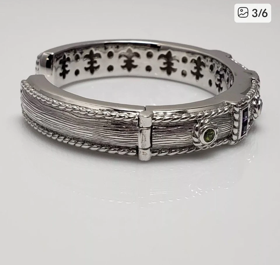 Brazalete Judith Ripka Plata Esterlina Topacio Azul y Peridoto Talla AVG JR Caja Foto 3 de 4
