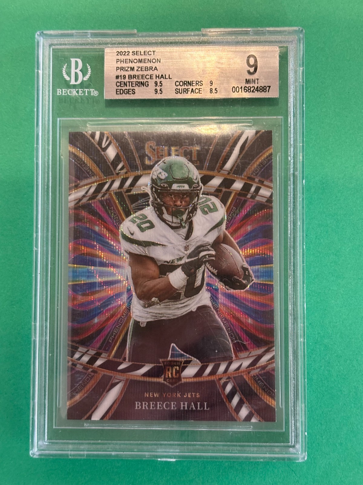 Breece Hall 2022 Panini Select Phenomenon Zebra Prizm RC SP New York Jets