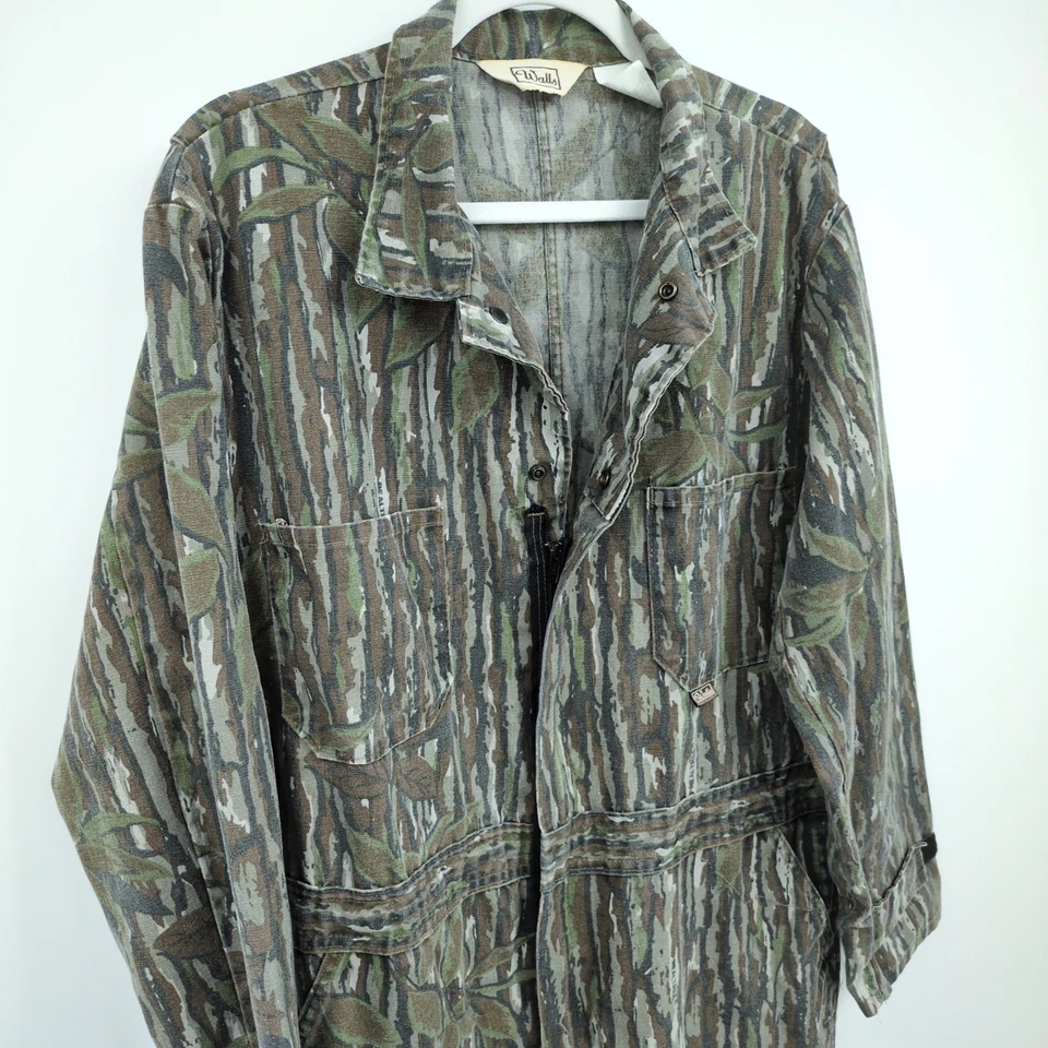 Walls Coveralls Men's Large Tall VTG Realtree Camo Snap Up Cotton Poly Hunting - Image 3 of 4
