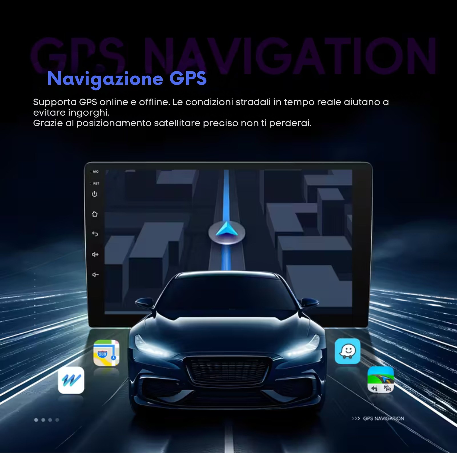 Yasta - Autoradio Doppio Din 9 Pollici Touch Screen CarPlay Android Bluetooth GPS - Miniatura 7