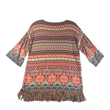 Ruby Rd. Fringed Sweater Women Medium Knit Top 3/4 Sleeve