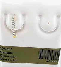 GENUINE DIAMOND Single HUGGIE EARRING 10K YELLOW GOLD - New With Tag