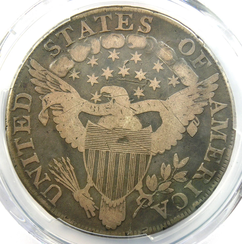 Moneda de $1 dólar de plata busto drapeado 1802 - Certificada PCGS detalles finos - Moneda rara Foto 4 de 4