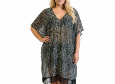 Sheego Kaftan Strandkleid Tunika Gr. 40 - 54 schwarz Damen Oberteil (1034) NEU