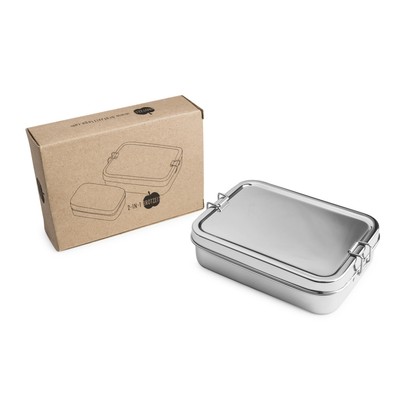 Brotzeit 18x13x5cm Lunchbox 2in1 Two-in-one Brotdose Jausenbox aus Edelstahl