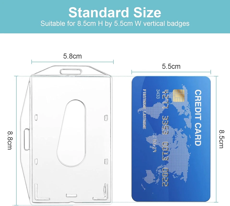 Porta Badge, 2Pcs Portabadge Verticale Trasparente in Plastica Rigida, Porta Car - Immagine 3 di 4